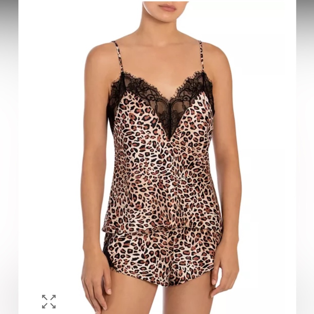In Bloom Leopard Print Cami Set with Black Lace